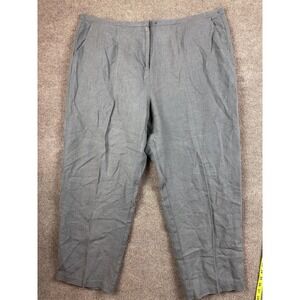 Eileen Fisher Pants Womens 3X Gray Linen Tapered Pleated Relaxed Pockets